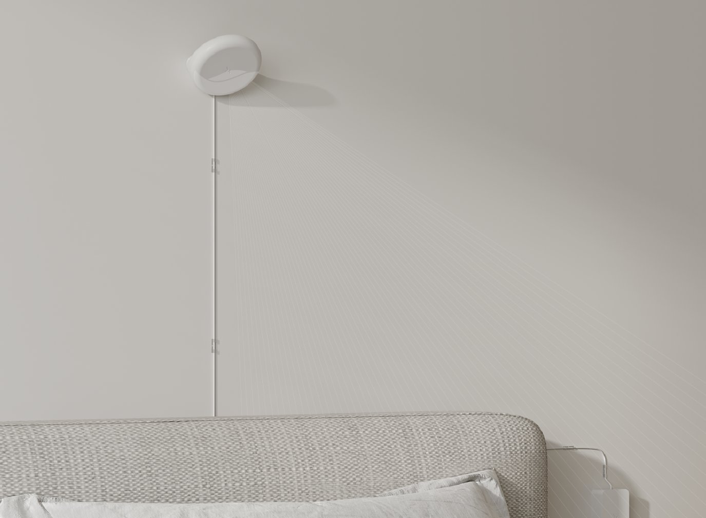 Xandar Kardian sensor mounted on the wall above a bed